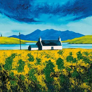 Anthony Barber Loch Erisort - Spring Canvas Print Green/Blue (60cm x 60cm)