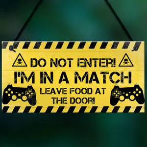 Red Ocean Gamer Warning Plaque For Boys Bedroom or Man Cave Gaming Accessories Novelty Gamer Gift Sign For Son Brother