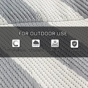 Outsunny Reversible Waterproof Outdoor Rug W/ Carry Bag, 182 x 274cm, Light Grey