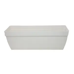 Trough Planter Pot White Plastic Balcony Window Garden Flower Plant Pot Box 49cm