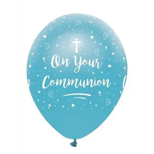 Creative Party On Your Communion Latex Balloons (Pack of 6) Blue/White (One Size)