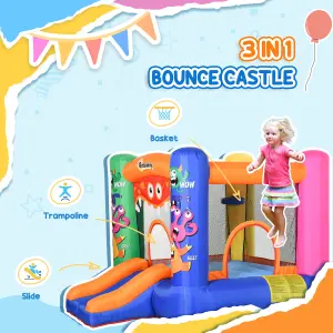 Outsunny Bouncy Castle with Slide Basket Trampoline Monster Design 2.5x1.8x1.75m