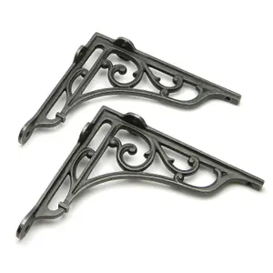 Oakcrafts - Pair of Antique Cast Iron Heritage Shelf Brackets - 180mm x 200mm