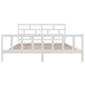 Berkfield Bed Frame White Solid Wood Pine 180x200 cm 6FT Super King 6FT Super King