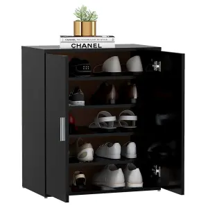 Berkfield Shoe Cabinet Black 60x35x70 cm Engineered Wood