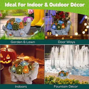 Large Solar Turtle Garden Ornament Indoor/Outdoor with 7 LED Lights