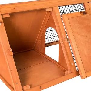 Pet Vida Large Triangle Wooden Pet Hutch Rabbit, Guinea Pig, Bunny, Chicken Run Cage, 50 x 118 x 45