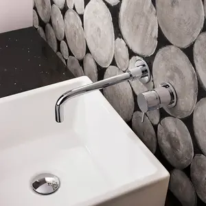 Nes Home Sicily Wall Mounted Curved Spout Basin Mono Mixer Tap