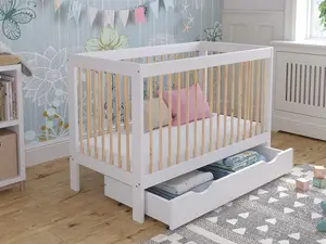 Luca cot bed 120x60cm with drawer & Aloe Vera mattress