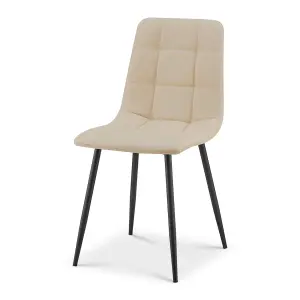 Zurich Ivory White Velvet Embossed Dining Chair for Modern Elegance