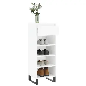 Shoe Cabinet High Gloss White 40x36x105 cm Engineered Wood