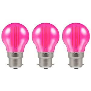 Crompton Lamps LED Golfball 4.5W B22 Harlequin IP65 Pink Translucent (3 Pack)