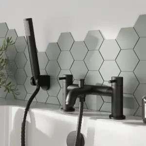 Round Bath Shower Mixer Tap with Shower Kit - Matt Black - Balterley