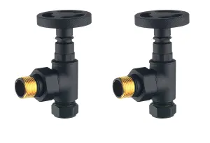 KeenFix Telford Angled Radiator Valves: Black