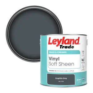 Leyland Trade Vinyl Soft Sheen Walls & Ceilings Emulsion Paint Graphite Grey (RAL 7024) - 2.5L