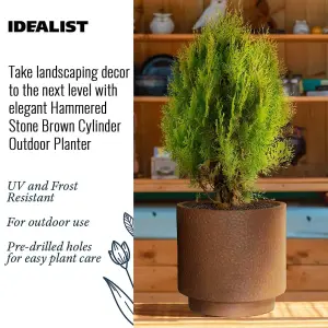 IDEALIST™ 30cm Small Round Planter, Terracotta Slate Effect Cylinder Outdoor Plant Pot D30 H30 cm, 17.2L