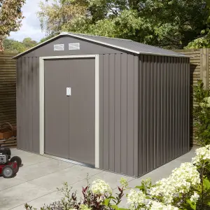 Rowlinson Trentvale 8x6 ft Apex Light grey Metal 2 door Shed