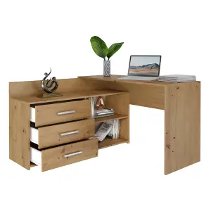 Dany Corner Desk with Drawers Artisan Oak