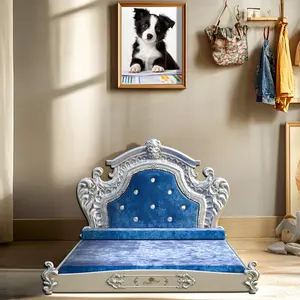 Eckard Velvet Pet Bed Blue /  58cm H x 82cm W x 101cm D