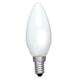 40watt Opal Satin E14 SES Candle Lamp Bulb Old Style Dimmable (Pack of 10)