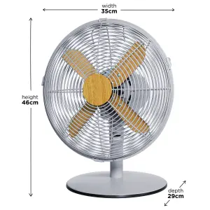 Russell Hobbs Scandi Desk Fan 12 Inch Grey and Wood Effect RHMDF1201WDG