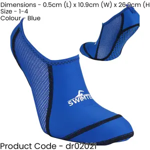 JUNIOR Size 1-4 Swimming Socks - Blue - Breathable Pool Grip Anti Infection