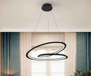 Luminosa Looping Modern Designer LED Ring Swirl Pendant Light Matt Black, 1800lm, 3000K