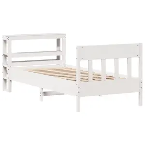 Berkfield Bed Frame without Mattress White 75x190 cm Small Single Solid Wood Pine