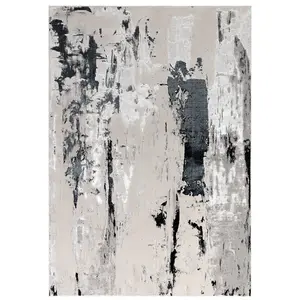 Grey Modern Easy to Clean Abstract Rug For Dining Room Bedroom And Living Room-80cm X 150cm