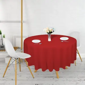 Neel Blue 120 Inch Round Spun Polyester Table Cloth, Water Resistant Linen Table Cover, Red