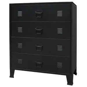 vidaXL Chest of Drawers Metal Industrial Style 78x40x93 cm Black