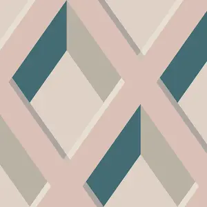 GDUK Diamond Trellis Calde Textured Wallpaper, Blush Navy