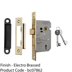 64mm 3 Lever Contract Sashlock Square Forend Electro Brassed Door Latch