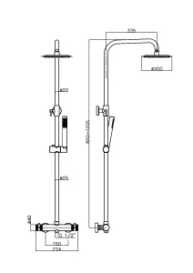 Apres Black Twin Head Rigid Riser Shower Kit Thermostatic