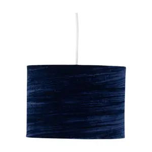 First Choice Lighting Modern Navy Blue Crushed Velvet 33cm Easy Fit Ceiling Light Shade Pendants