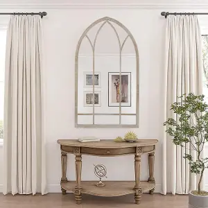 Brown Arched Decorative Metal Wall Mount Garden Window Framed Mirror 480x825mm