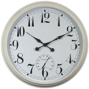 Outdoor Garden Wall Clock with Thermometer Big Time White 90cm