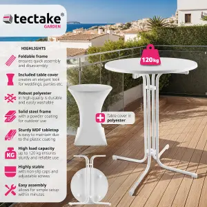 Folding bar table Eren with table cover - 90x110cm - white