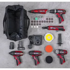 6x Cordless Power Tool Bundle & 2x Batteries - Hammer Drill Impact Driver Wrench