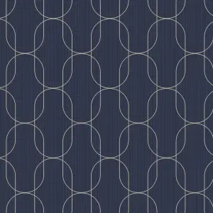 Superfresco Easy Navy Metallic effect Geometric Textured Wallpaper Sample