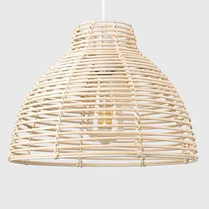 ValueLights Lobster Wicker Rattan Cream Ceiling Pendant Light Shade