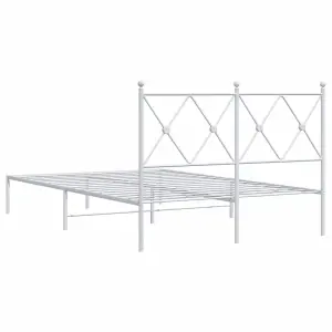 Berkfield Metal Bed Frame without Mattress with Headboard White 120x200cm