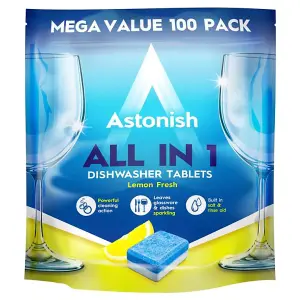 Astonish All In 1 Dishwasher Tablets (Pack Of 100) Blue/White (Pack Of 100)