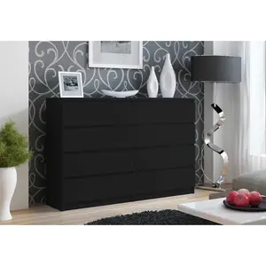 Helen 8 Drawer 120Cm W Double Drawers Black