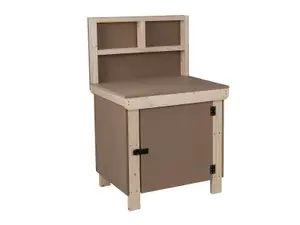 Wooden MDF Top Workbench With Lockable Cupboard (V.9) (H-90cm, D-70cm, L-90cm) with back panel