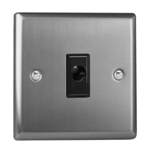 Varilight 1-Gang 16A Flex Outlet Plate Brushed Steel