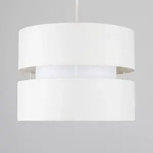 ValueLights Sophia Modern 2 Tier Cream Cylinder Ceiling Pendant Light Shade