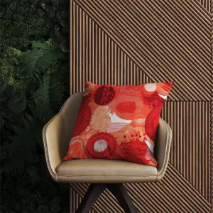 Abstract Red Sun pattern Outdoor Cushion 60cm x 60cm