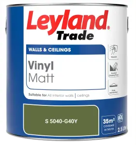 Leyland Trade Vinyl Matt Walls & Ceilings Emulsion Paint (S 5040-G40Y) 2.5L