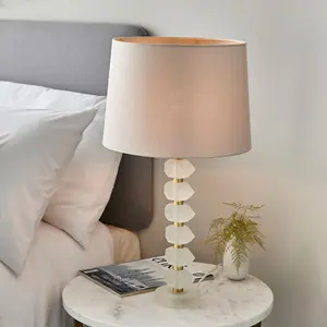 Luminosa Annabelle & Mia Base & Shade Table Lamp Frosted Crystal & Natural Linen